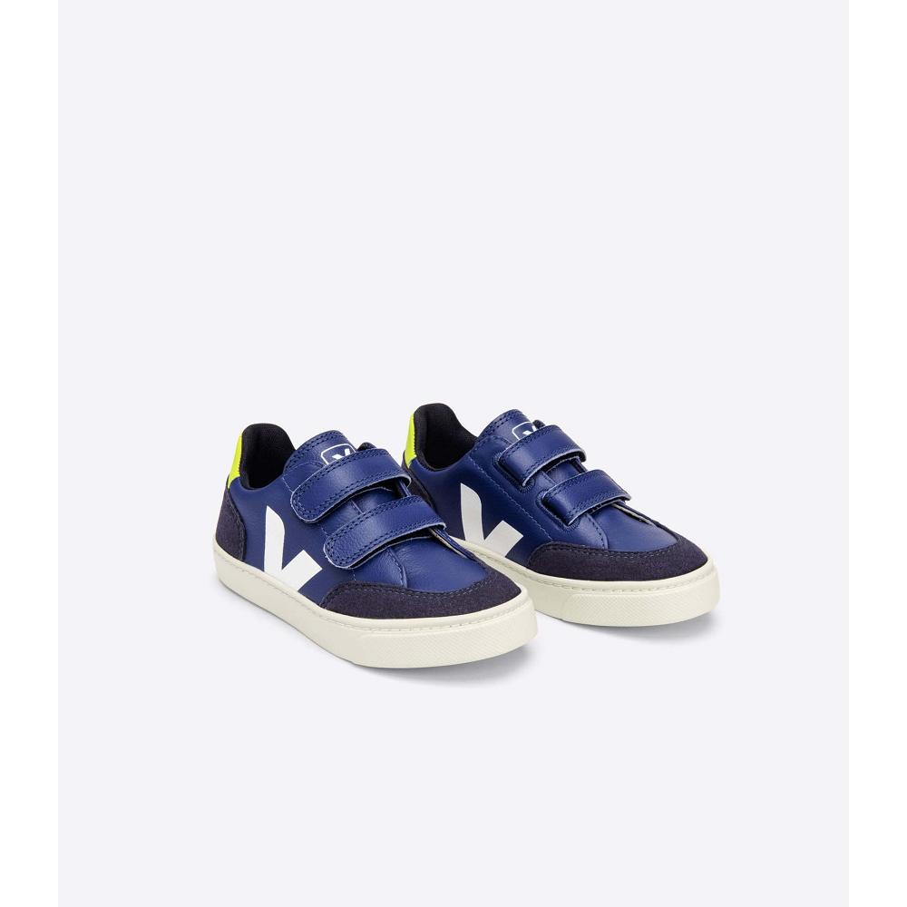 Veja V-12 CHROMEFREE Kids' Sneakers Navy | NZ 882GSO